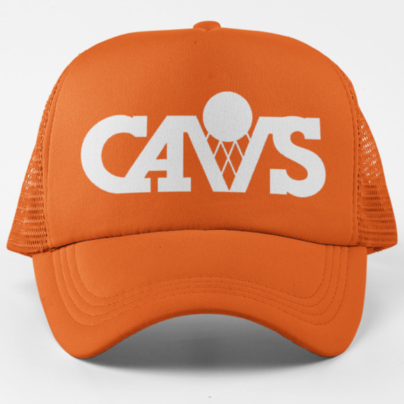 NEW Cleveland Cavaliers 1983 CAVS Foam Trucker Mesh Snapback Hat ORANGE - Picture 1 of 2